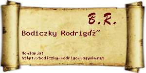 Bodiczky Rodrigó névjegykártya